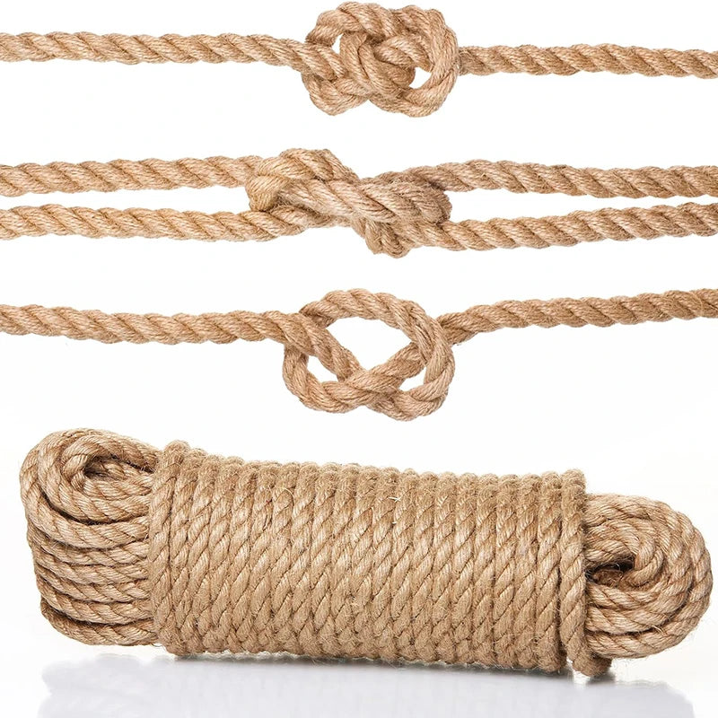 Cuerda de Yute Gruesa Natural - 10M (6/8/10/12mm) - Hemp Resistente para DIY