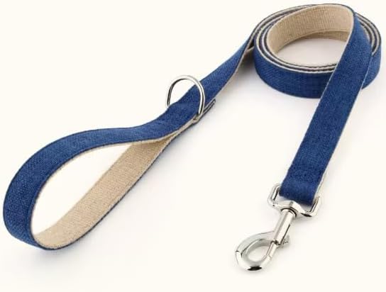 Correa perro cáñamo natural azul marino | Algodón Ecológico | XS-S
