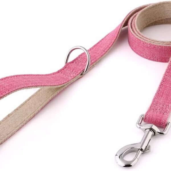 Correa perro cáñamo natural rosa | Algodón Ecológico | XS-S