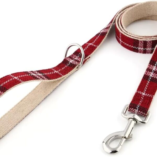 Correa perro cáñamo natural roja | Algodón Ecológico | M-L-XL